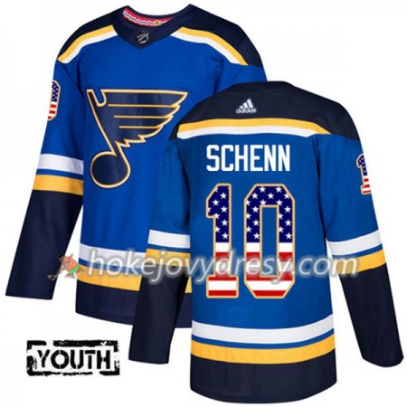 Dětské Hokejový Dres St. Louis Blues Brayden Schenn 10 2017-2018 USA Flag Fashion Modrá Adidas Authentic
